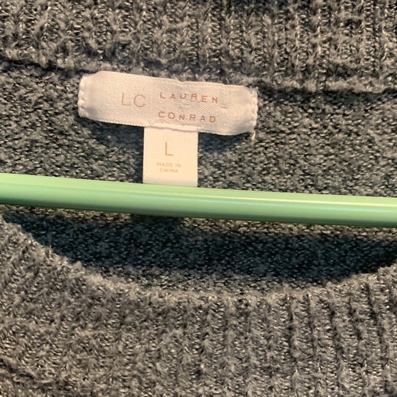 LC Lauren Conrad Heather Gray Sweater with Kiss Me Embroidery - Picture 4 of 5